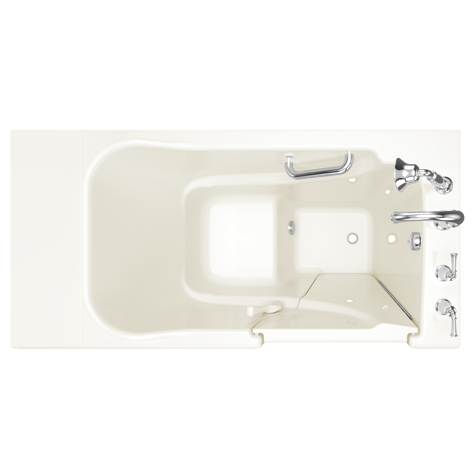 Gelcoat Value Series 30x52 Inch Soaking Walk In Bathtub   Right Hand Door and Drain WIB LINEN